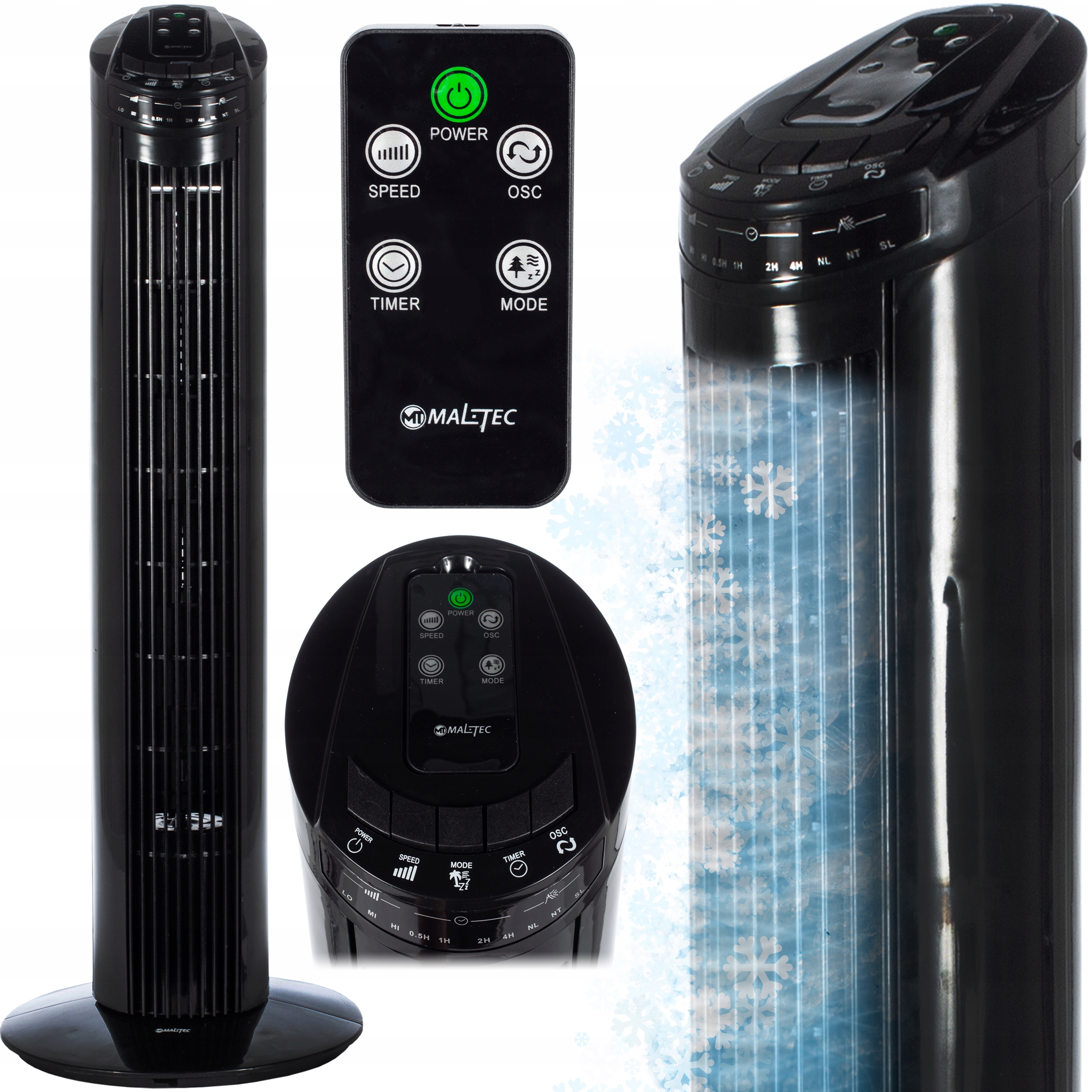 Stĺpový ventilátor MalTec WK180WT čierny + DIAĽKOVÉ OVLÁDANIE PRE VENTILÁTOR MALTEC WK180WT